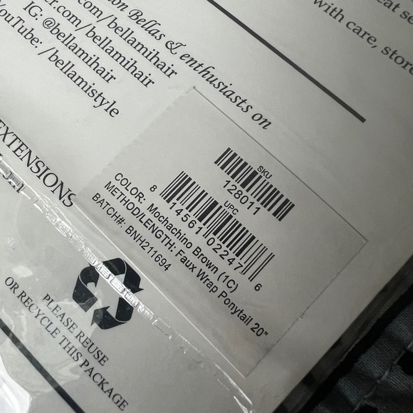 New Bellami Mochachino Brown 1C Faux Wrap Ponytail 20” Hair Extensions - Picture 8 of 10